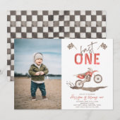 Fast ONE Birthday-uitnodiging | 1e verjaardag Kaart (Voorkant / Achterkant)