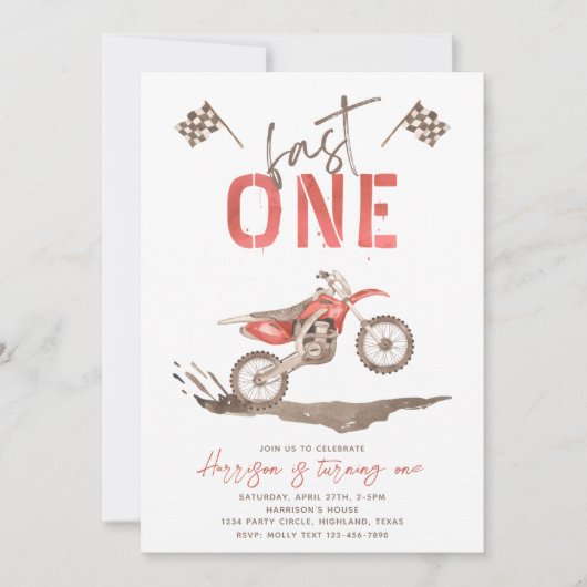 Fast ONE Birthday-uitnodiging | 1e verjaardag Kaart (Voorkant)