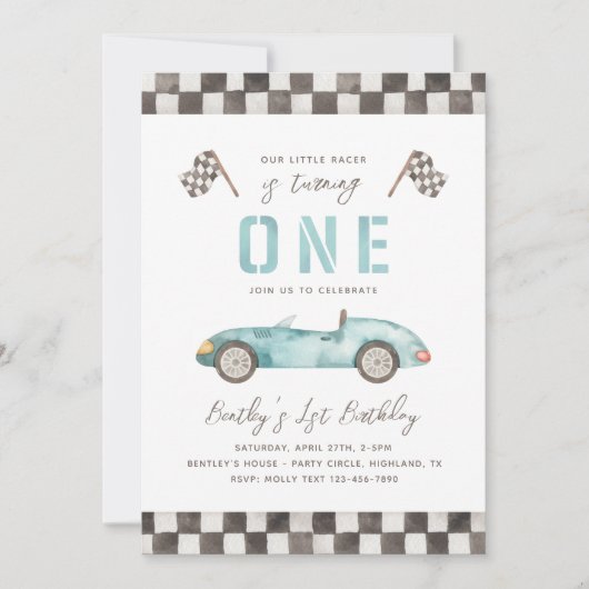 Fast One Birthday-uitnodiging | Uitnodiging tot ra (Voorkant)