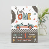 Fast ONE Birthday-uitnodiging | Uitnodiging tot ra (Staand voorkant)