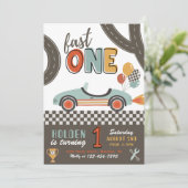 Fast ONE Birthday-uitnodiging | Uitnodiging tot ra (Staand voorkant)