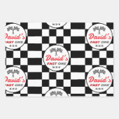 Fast ONE | Black White Race Car Flags Birthday  Inpakpapier Vel (Voorkant)