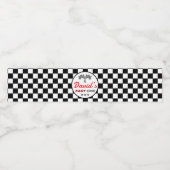 Fast ONE | Black White Race Car Flags Birthday Waterfles Etiket (Enkel label)
