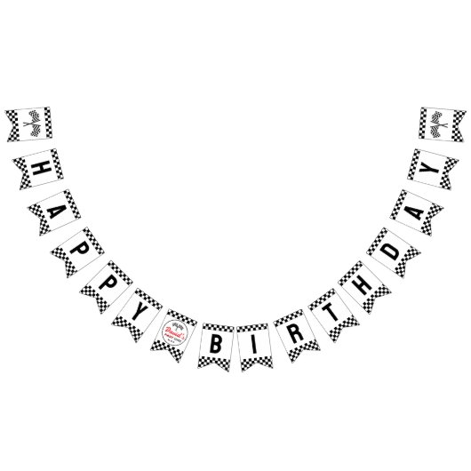 Fast One Black White Race Car Flags Happy Birthday Vlaggetjes (Alle)