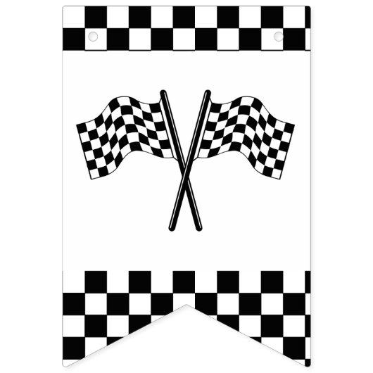 Fast One Black White Race Car Flags Happy Birthday Vlaggetjes (Eerste vlag)