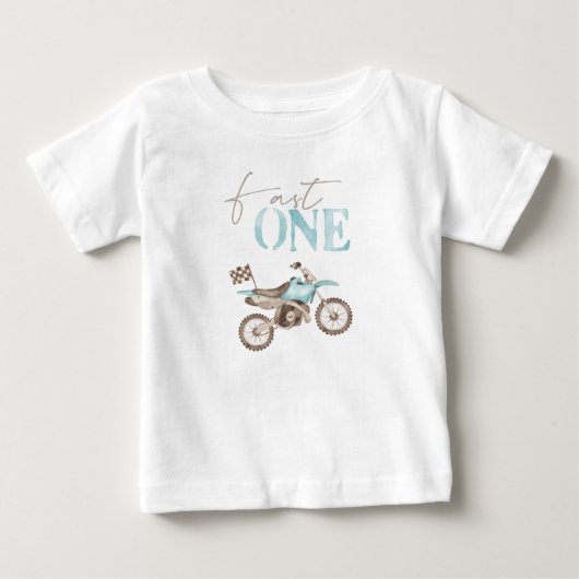 Fast One Blue Dirt Bike Birthday T-shirt (Voorkant)