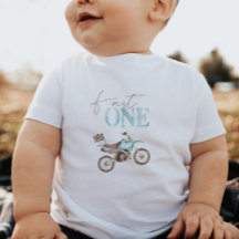 Fast One Blue Dirt Bike Birthday T-shirt