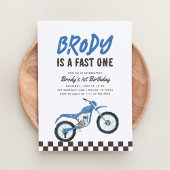 Fast One Blue Dirt Bike Boy 1e Verjaardag Kaart