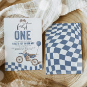 Fast One Blue Dirt Bike Boy 1e verjaardagsfeestje Kaart
