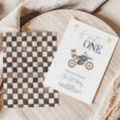 Fast ONE Blue Dirt Bike Verjaardag uitnodiging