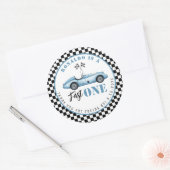 Fast One Blue race auto Boy Verjaardag Bedankt Ronde Sticker (Envelop)