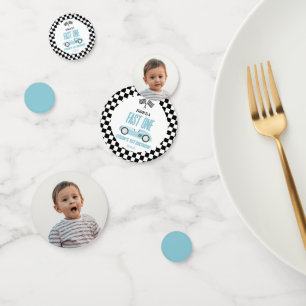 Fast One Blue Race Auto Foto 1e Verjaardagsfeest Confetti