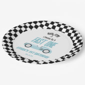 Fast One Blue Race Car 1e verjaardagsfeestje Papieren Bordje (Gekanteld)