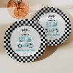 Fast One Blue Race Car 1e verjaardagsfeestje Papieren Bordje<br><div class="desc">Dit is een Fast One Blue Race Car 1st Birthday Party Paper Borden!</div>