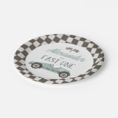 Fast One Blue Race Car Birthday Paper-Borden Papieren Bordje (Gekanteld)