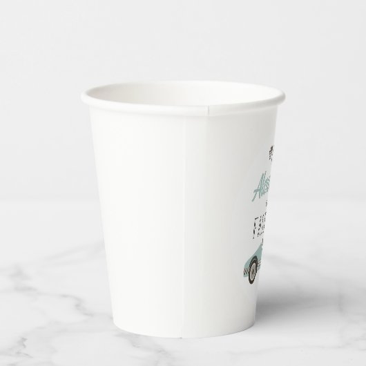 Fast One Blue Race Car Birthday Papieren Bekers (Rechts)