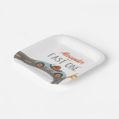 Fast One Blue Race Car Birthday Papieren Bordje (Gebogen)