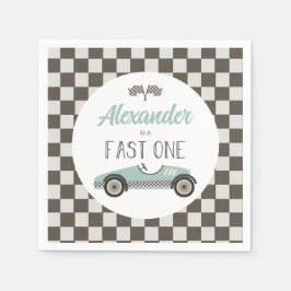 Fast One Blue Race Car Birthday Servet
