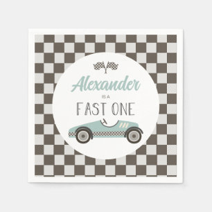 Fast One Blue Race Car Birthday Servet