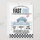 Fast One Blue  Race Car Boy 1e Verjaardag Kaart (Voorkant)