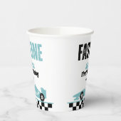 Fast One Blue Race Car Boy 1e Verjaardagsfeestje Papieren Bekers (Links)
