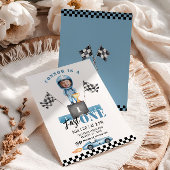 Fast One Blue raceauto 1e foto Verjaardag Kaart