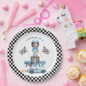 Fast One Blue raceauto 1e foto Verjaardag Papieren Bordje (Feest)