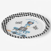 Fast One Blue raceauto 1e foto Verjaardag Papieren Bordje (Gekanteld)