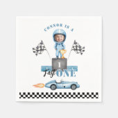 Fast One Blue raceauto 1e foto Verjaardag Servet (Voorkant)