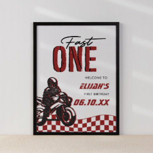Fast One Boys 1st Dirt Bike Verjaardag Poster