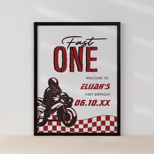 Fast One Boys 1st Dirt Bike Verjaardag Poster
