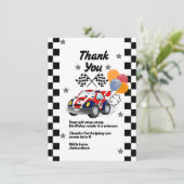 Fast One Boy's First Birthday Bedankt Race Car (Staand voorkant)