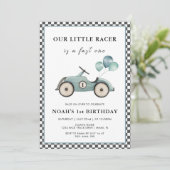 Fast One Boys  Racing Car 1e verjaardag Kaart (Staand voorkant)