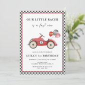 Fast One Boys  Racing Car 1e verjaardag Kaart (Staand voorkant)