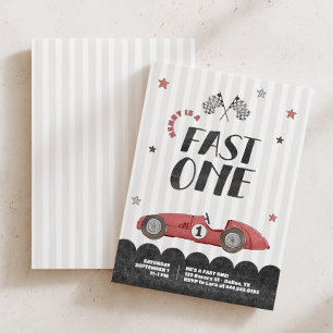 Fast One Boys Watercolor Rode Raceauto 1e Verjaard Kaart