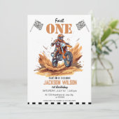 Fast One Dirt Bike Avontuur 1e Verjaardag Kaart (Staand voorkant)