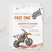 Fast One Dirt Bike Boy 1e verjaardag Kaart (Voorkant)