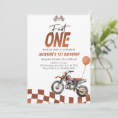 Fast One Dirt Bike Boy 1e verjaardagsfeestje Kaart (Staand voorkant)