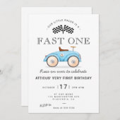 Fast ONE eerste verjaardag Speelgoed Vintage racea Kaart (Voorkant / Achterkant)