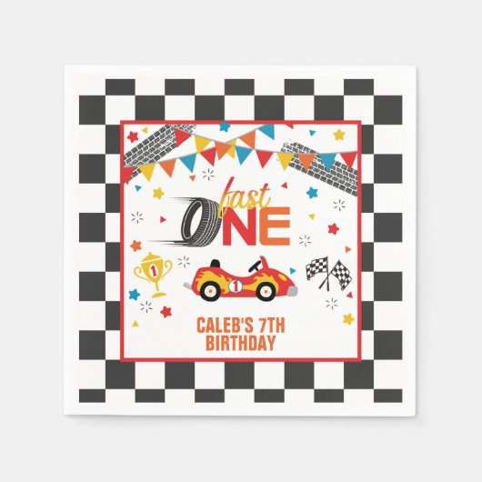 Fast One First Birthday Napkin Servet (Voorkant)