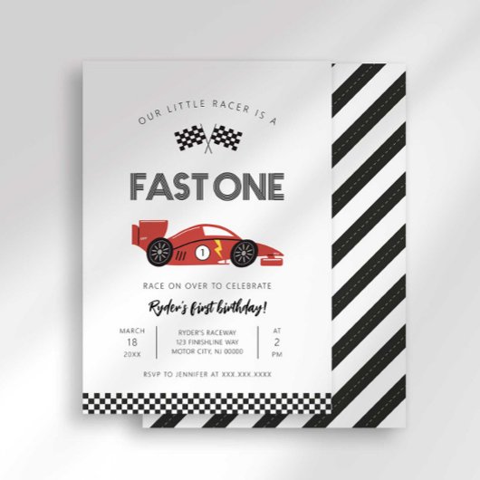 Fast One First Birthday-uitnodiging Kaart