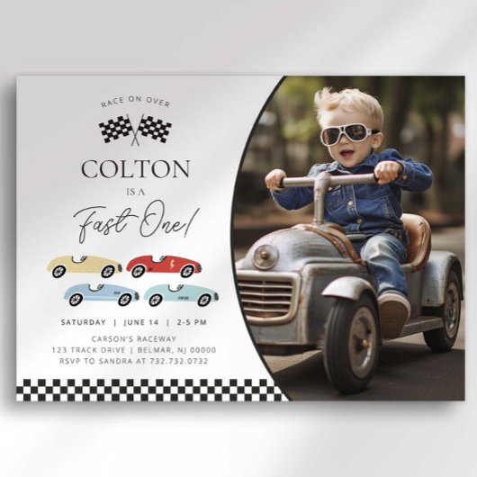 Fast One First Birthday-uitnodiging Kaart