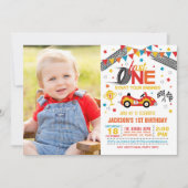 Fast One First Birthday-uitnodiging met foto Kaart (Voorkant)