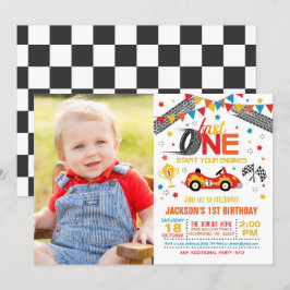 Fast One First Birthday-uitnodiging met foto Kaart