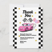 Fast One Girl's First Birthday Bedankt Race Car (Voorkant)