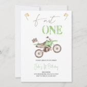 Fast ONE Lime Green Dirt Bike Verjaardagsuitnodigi Kaart (Voorkant)