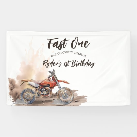 Fast One Little Racer First Birthday Spandoek (Horizontaal)