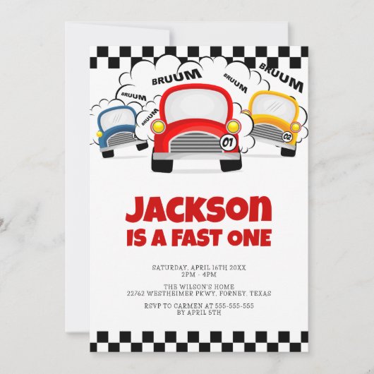 Fast One Modern Interactive Boy 1st Birthday Kaart (Voorkant)