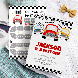 Fast One Modern Interactive Boy 1st Birthday Kaart