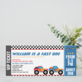 Fast One Monster Truck Race Ticket Eerste Verjaard Kaart (Staand voorkant)